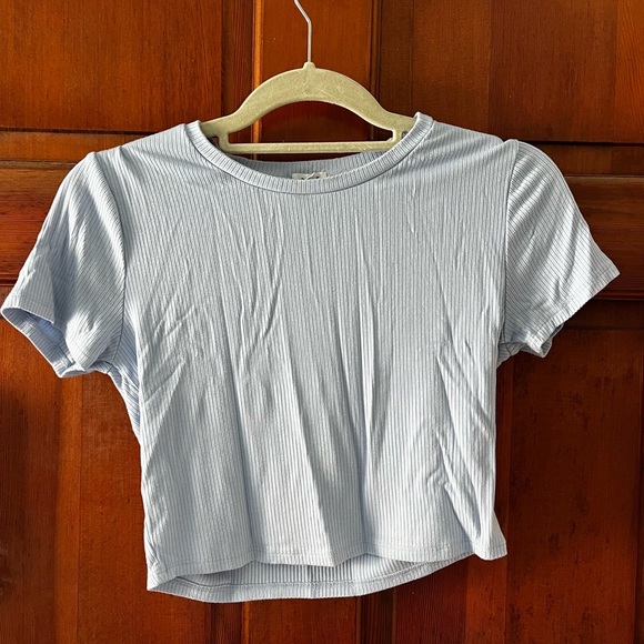 Garage Ribbed Crop Tee size M/ L | Blue Fitted T-Shirt crop top y2k shirt top - Picture 5 of 6